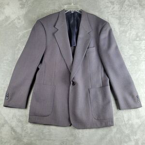Vintage Jhane Barnes Blazer Jacket‎ 42R Blue Tan Chevron Print Wool One Button